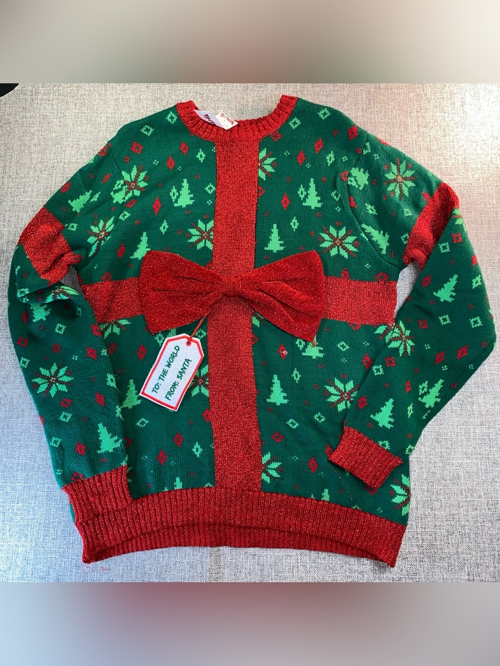 Blizzard Bay Ugly Christmas Sweater Present Box Size Large Holiday Winter Unisex